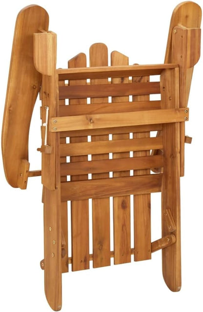 Solid Acacia Wood Adirondack Chair for Patio Outdoor Foldable Lounge Furniture with Ergonomic Design 35.4" Height Oil-Finished Weather-Resistant