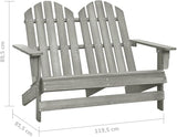 2-Seater Adirondack Chair Solid Wood Fir Gray Outdoor Patio Furniture for Garden, Backyard, Lawn & Poolside - Photo 2