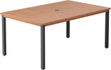 DIFY 63" Rectangle Outdoor Dining Table for 6, Slatted Metal Patio Table with Adjustable Umbrella Hole - Photo 1