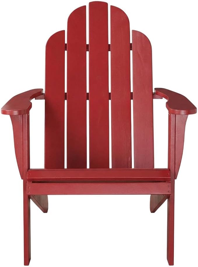 Red Adirondack Chair with Solid Acacia Wood, Durable Finish, Comfortable Design, Suitable for Outdoor Living Spaces