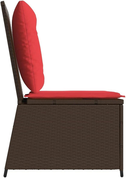 Outdoor Reclining Patio Sofa, Single Seat PE Rattan Garden Chair with Adjustable Backrest, Comfortable Cushioned Lounge Seat for Balcony, Terrace and Backyard, Brown