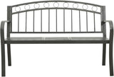 Garden Bench with Table Grey Powder-Coated Steel Medium Durable Outdoor Furniture for Patio Seating Relaxation - Photo 4