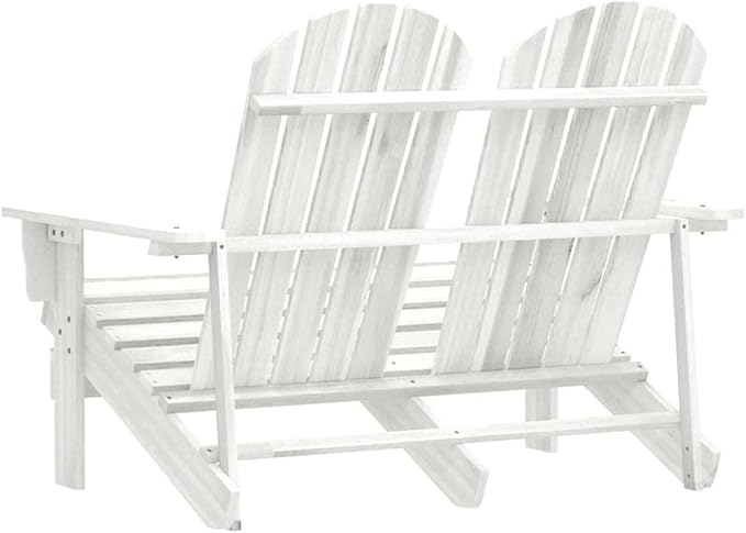 White Solid Fir Wood 2-Seater Durable Garden Adirondack Chair for Outdoor Patio Balcony Relaxation Ergonomic Design - Photo 5