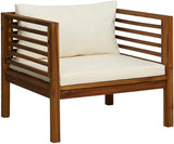 Cream White Acacia Wood Garden Chair 27.2x28.7x24.6 in with Oiled Finish and Outdoor Cushion Compact Patio Seating for - Photo 1