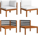 9-Piece Acacia Wood Garden Lounge Set with Polyester Cushions, Modular Outdoor Patio Furniture for 8 People - Photo 2