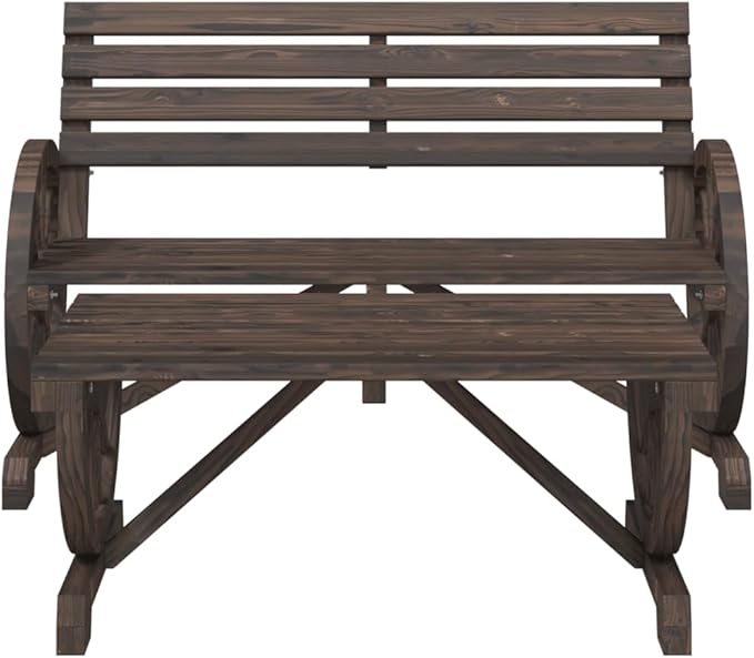 Burnt Wood Solid Fir Wood Two-Piece Garden Lounge Set with Rustic Design for Outdoor Patio and Balcony, Ergonomic Seating and Durable Construction