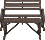 Burnt Wood Solid Fir Wood Two-Piece Garden Lounge Set with Rustic Design for Outdoor Patio and Balcony - Photo 4