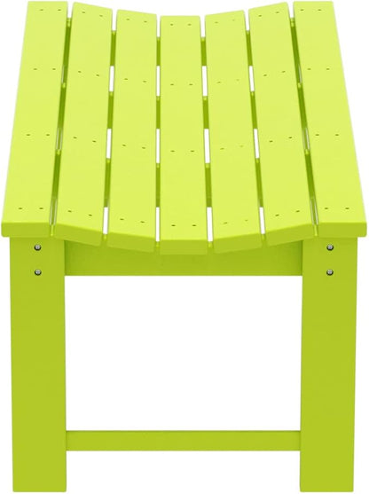 WO Home Furniture Outdoor 46" Backless HDPE Adirondack Bench, Poly Lumber Seat for Patio, Backyard, Balcony, All Weather Resistant with UV Protection, Lime
