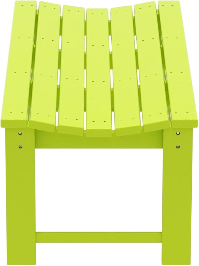 Costaelm Outdoor Benches Weatherproof, All Weather Resistant Park Bench Poly Lumber Backless Garden Bench Seat for Entryway Front Porch, Lime