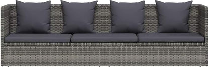 Garden Bed Grey PE Rattan 78.7x23.6 in Adjustable Armrests with Removable Cushions for Patio Lounge and Poolside Relaxation