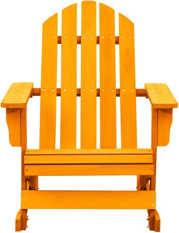 Patio Adirondack Rocking Chair Solid Fir Wood Orange, Patio Dining Chairs, Bar Stools - Photo 3
