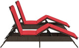 Patio Sun Lounger Set of 2, Outdoor Adjustable Reclining Chaise Lounge Chair with Thick Cushions - Photo 6