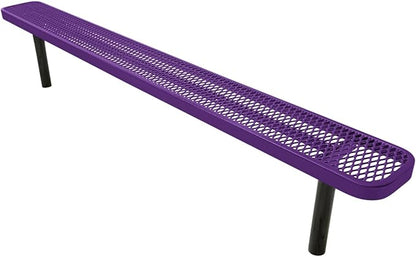 COATEDOUTDOORFURNITURE Coated Outdoor Furniture Heavy-Duty Outdoor Bench Thermoplastic Coated, Expanded Metal, Commercial-Grade Seating, Made in America (Inground Without Back, 8 Ft, Purple)