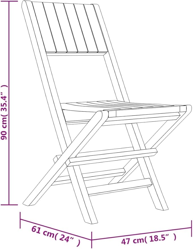Folding Patio Chairs 4 pcs 18.5"x24"x35.4" Solid Wood Teak Outdoor Chairs Furniture Balcony Furniture Suitable for Gardens, Pools, patios.