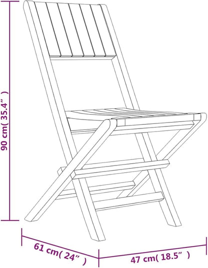 Folding Patio Chairs 4 pcs 18.5"x24"x35.4" Solid Wood Teak Outdoor Chairs Furniture Balcony Furniture Suitable for Gardens, Pools, patios.