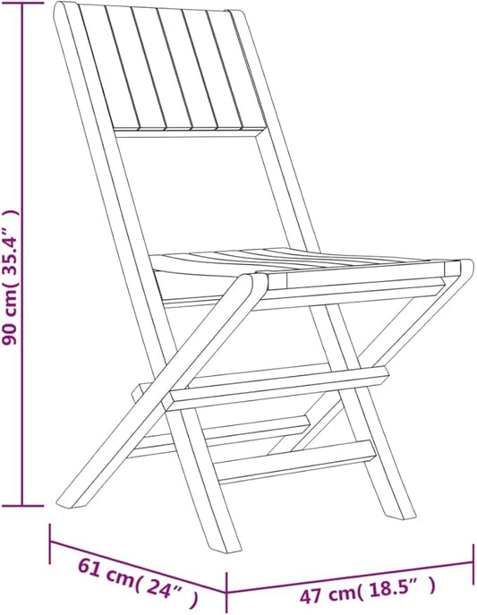 Folding Patio Chairs 4 pcs 18.5"x24"x35.4" Solid Wood Teak Outdoor Chairs Furniture Balcony Furniture Suitable for Gardens, Pools, patios.