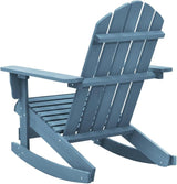 Blue Solid Fir Wood Adirondack Rocking Chair for Garden Patio Outdoor Relaxation with Ergonomic Design and Weathered - Photo 5
