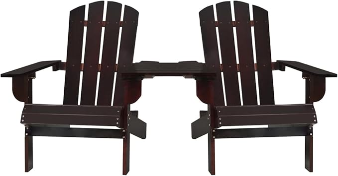 Adirondack Chairs with Tea Table Adirondack Chair Brown Garden Chair Wood Recliner Chair Adirondack Garden Chair Deck Chair Balcony Chair Garden Lounger Solid Wood Fir