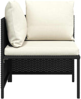 vidaXL Outdoor Sectional Corner Sofa with Cushions - Black Poly Rattan Corner Seat with Powder-Coated Steel Frame for - Photo 7