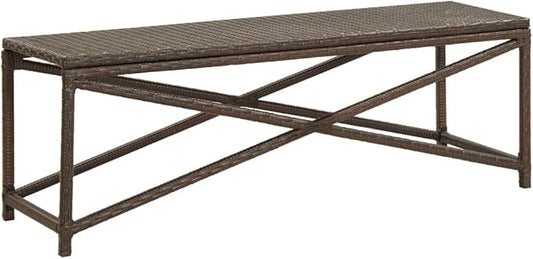 Bench Brown Polyethylene Rattan and Powder-Coated Steel Outdoor Seating Outdoor Furniture for Lawn Courtyard 47.2 in