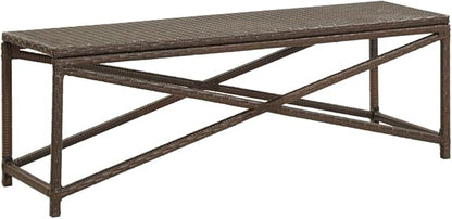 Bench Brown Polyethylene Rattan, Powder-Coated Steel Frame, 47.2 in Outdoor Patio Furniture, Weatherproof Garden Seating for Porch Patio Bench