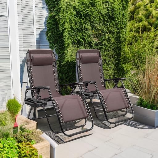 Homall Zero Gravity Patio Folding Lawn Chairs Outdoor Gravity Camp Reclining Lounge Chair with Pillows for Poolside - Photo 5
