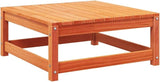 Solid Pine Wood Outdoor Patio Footstool with Removable Cushion, Wax Brown and Cream Color, 27.6 Inches - Photo 5