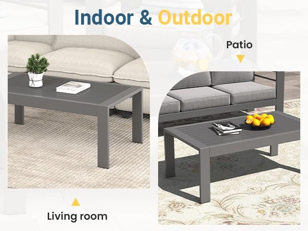 Wisteria Lane Outdoor Furniture Patio Coffee Table, Rectangle Outdoor Coffee Table - Photo 5