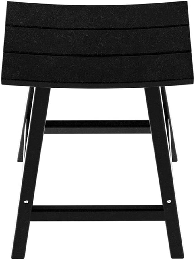 Costaelm All-Weather Bar Stools Set of 2, 24" Height Outdoor Bar Stools, Adirondack Poly Patio Bar Stool for Patio, Deck, Kitchen Counter and Garden, Black