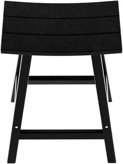 Costaelm All-Weather Bar Stools Set of 2, 24" Height Outdoor Bar Stools, Adirondack Poly Patio Bar Stool for Patio, Deck, Kitchen Counter and Garden, Black