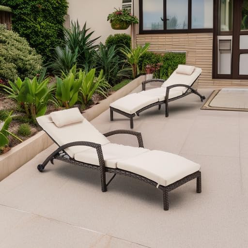 HOMREST Chaise Lounge Chairs Set of 2 for Outside - Photo 6