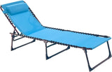 Patio Lounge Chair Folding Chaise Bed - Heavy-Duty 400lb Capacity Portable Adjustable Recliner w/Pillow for Pool - Photo 1