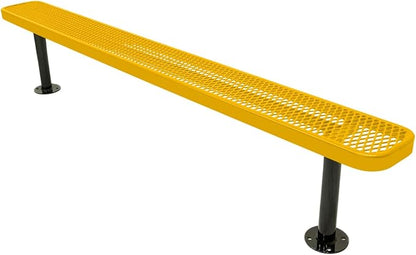 COATEDOUTDOORFURNITURE Coated Outdoor Furniture Heavy-Duty Outdoor Bench Thermoplastic Coated, Expanded Metal, Commercial-Grade Seating, Made in America (Surface Without Back, 8 Ft, Yellow)