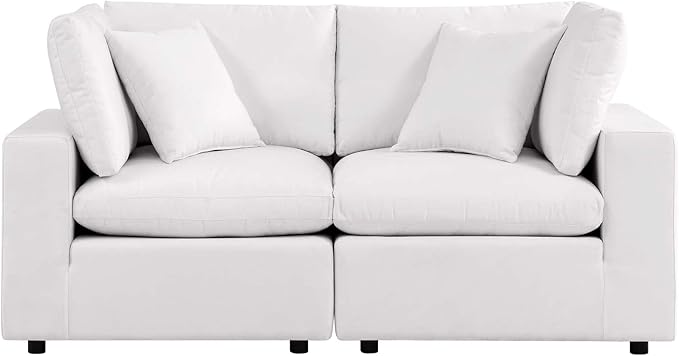 Modway Commix Outdoor Patio Overstuffed Loveseat in White - Photo 4