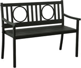 HomeRoots 45" Black Metal Geometric Back Garden Patio Bench - Photo 1