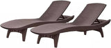 Outdoor Patio Chaise Lounge Chairs, All-Weather Wicker Rattan, Adjustable Backrest, Set of 2 (Brown) - Photo 1