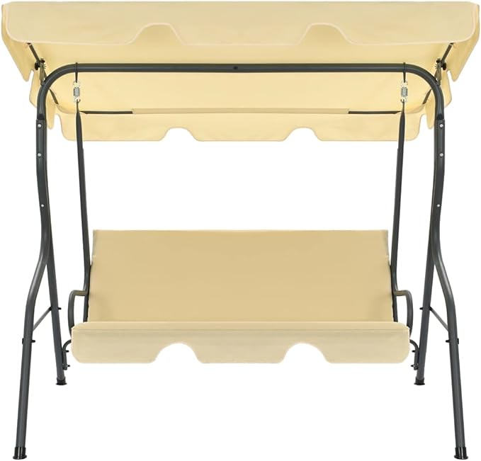 Outdoor Furniture, Accommodating 2 People, with Armrests, Outdoor Swing Bench, Roof with Sunshade, Sturdy Metal Frame - Photo 2