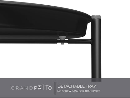 Grand patio Outdoor Side Table, 2-Tier Metal Round End Table, Black