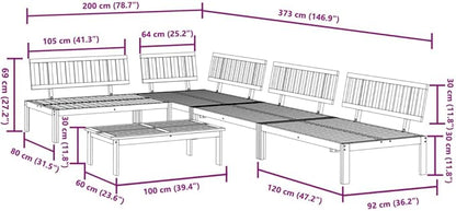 vidaXL 5-Piece Patio Pallet Sofa Set - Solid Acacia Wood - Modular Sectional Sofas with Table for Garden, Deck, Patio