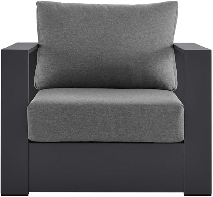 Modway Tahoe Aluminum Outdoor Patio Armchair in Gray Charcoal