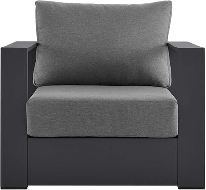 Modway Tahoe Aluminum Outdoor Patio Armchair in Gray Charcoal