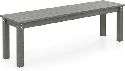 Giantex 55" HDPE Outdoor Bench, 2-3 People Weatherproof Backless Patio Garden Bench with 750 Lbs Capacity, Fade Resistant Outside Seating Furniture, Loveseat for Porch, Yard, Park (1,Grey)