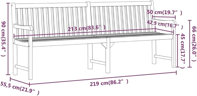 Patio Bench Garden Bench Outdoor Bench for Outdoors Porch Entryway Furniture for Yard 86.2" Solid Acacia Wood