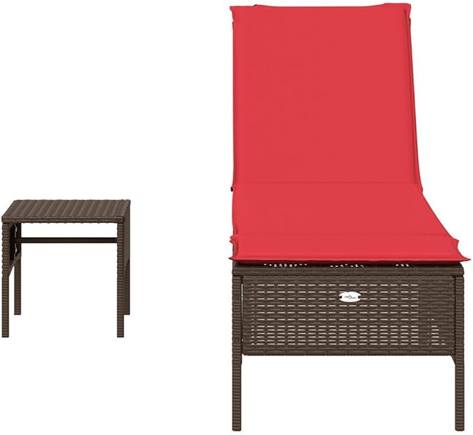 Adjustable Patio Sun Lounger Chair with Thick Cushion, Brown PE Rattan Outdoor Furniture for Poolside, Garden, Backyard - Photo 4