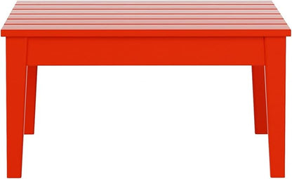 WestinTrends Ashore Outdoor Coffee Table, 32 Inch All Weather Poly Lumber Adirondack Patio Coffee Table Square Low Table, Red