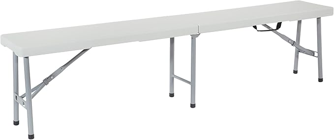 Office Star Resin Furniture for Indoor or Outdoor Use, Single, Fold in Half 6 Foot Bench - Photo 1