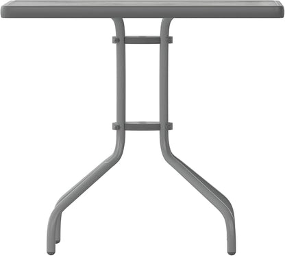 Flash Furniture Barker 31.5'' Square Tempered Glass Metal Table, Silver