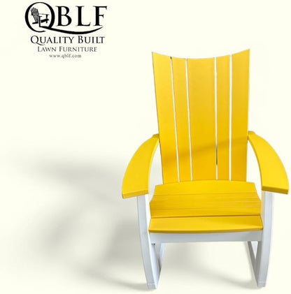 Generic Modern Adirondack Porch Rocker HDPE Heavy Duty Outdoor Rocker (Yellow/White)