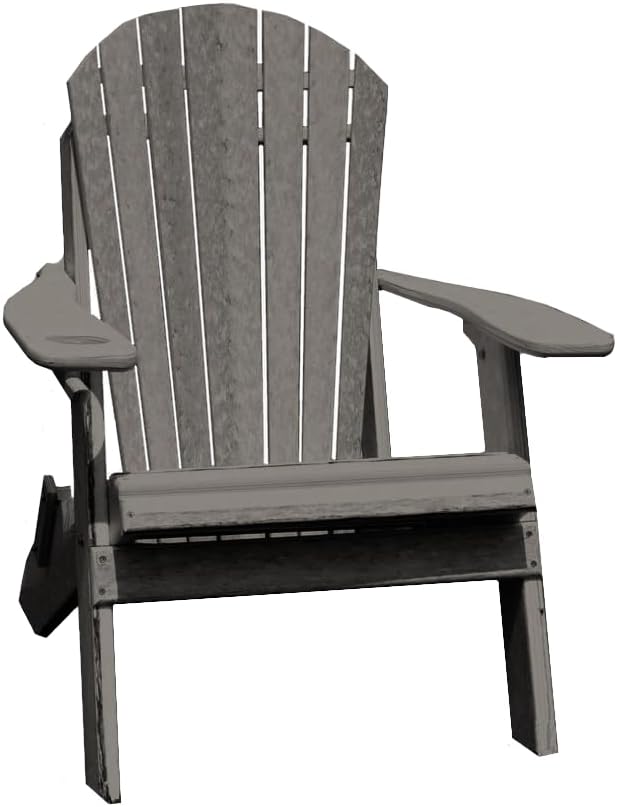 Furniture Barn USA Poly Folding Adirondack Chair, Driftwood Gray