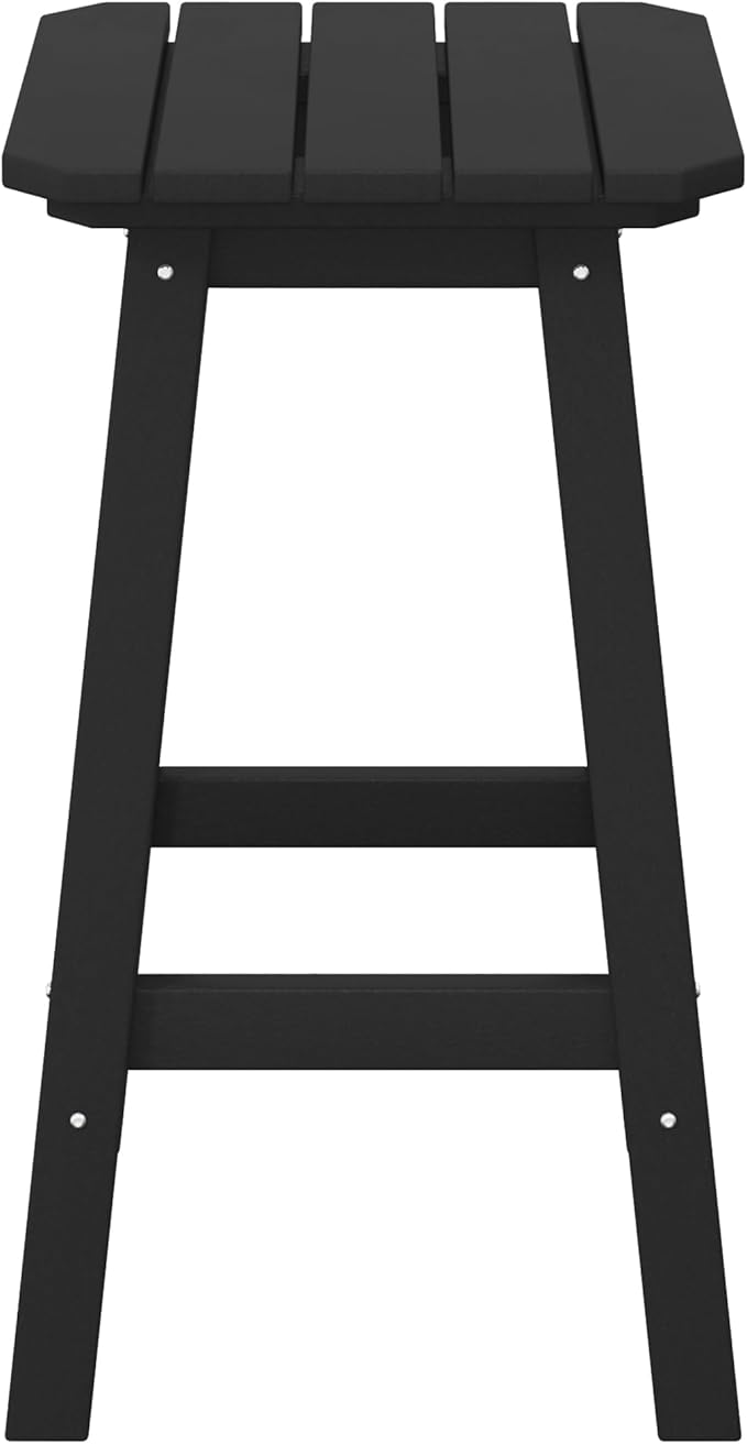 Costaelm 24" Height Outdoor Bar Stools, All-Weather Bar Stools, Adirondack Poly Patio Square Bar Stool for Patio, Deck, Kitchen Counter and Garden, Black